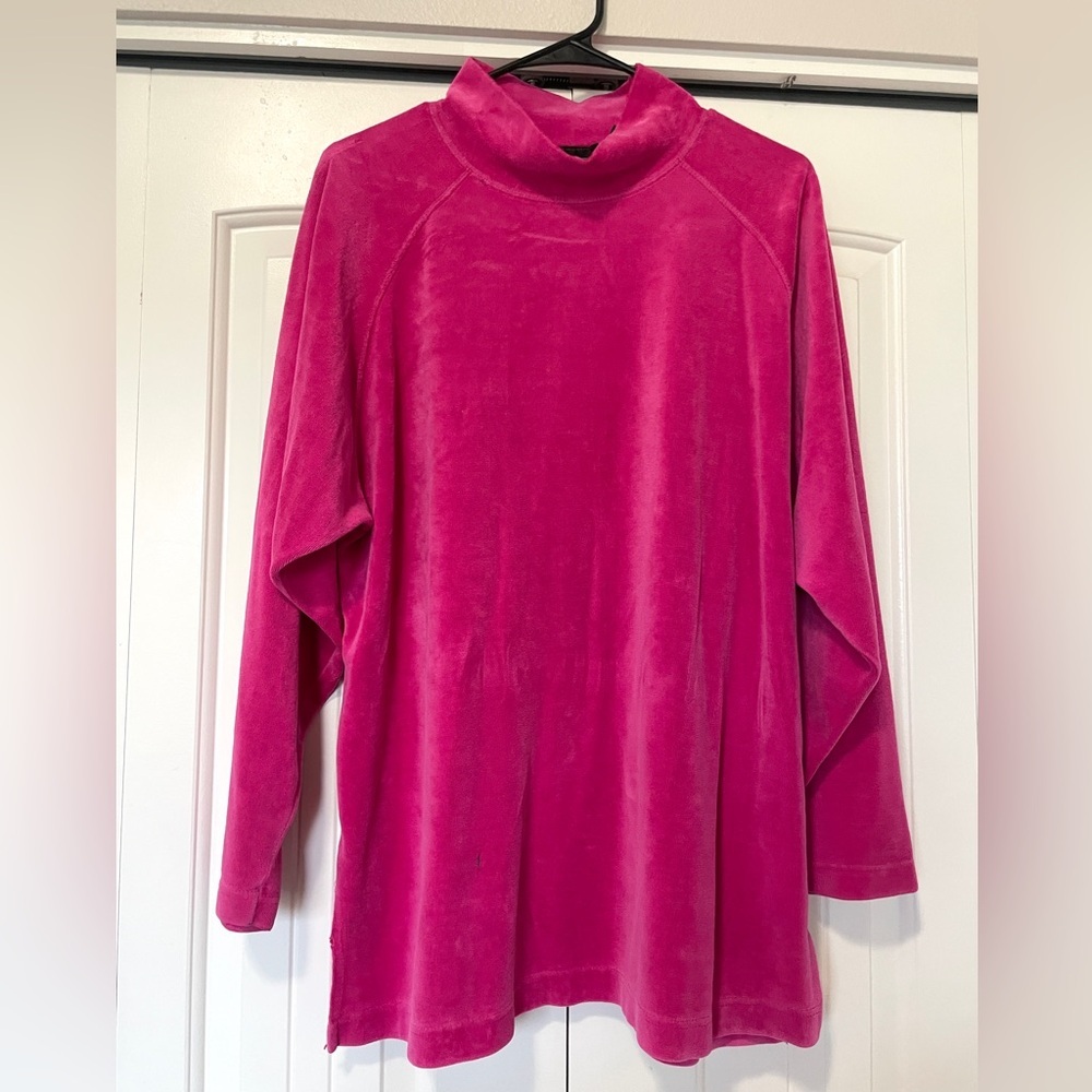 Chaus Sport Crushed Velvet/Velour Turtleneck Pullover